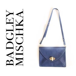 Gorgeous Badgley Mischka Blue Envelope Crossbody Bag Purse